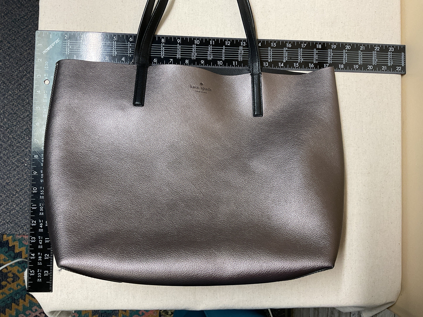 Handbag Designer By Kate Spade In Silver, Size:Large
