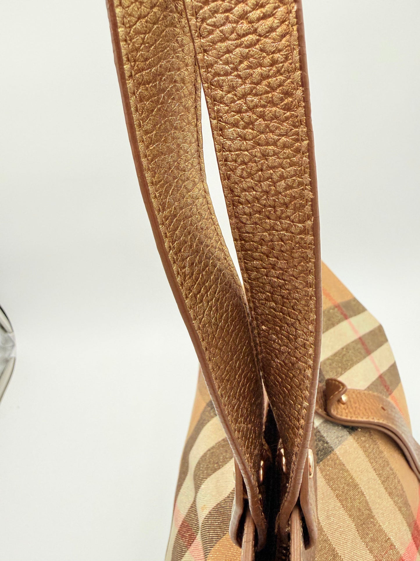 Handbag Luxury Designer By Burberry In Plaid Pattern, Size:Medium