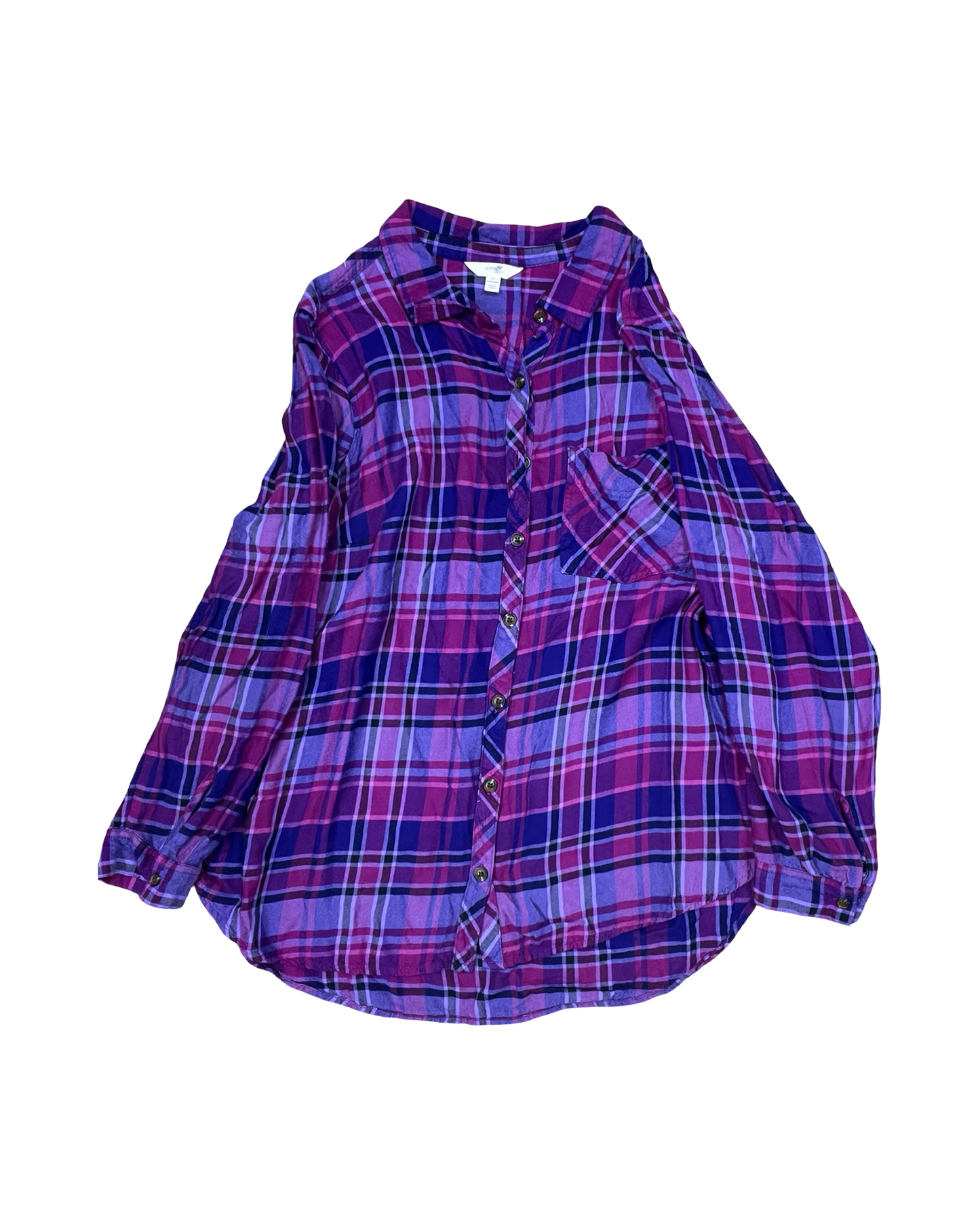 Blouse Ls By Terra & Sky In Blue & Purple, Size:1X