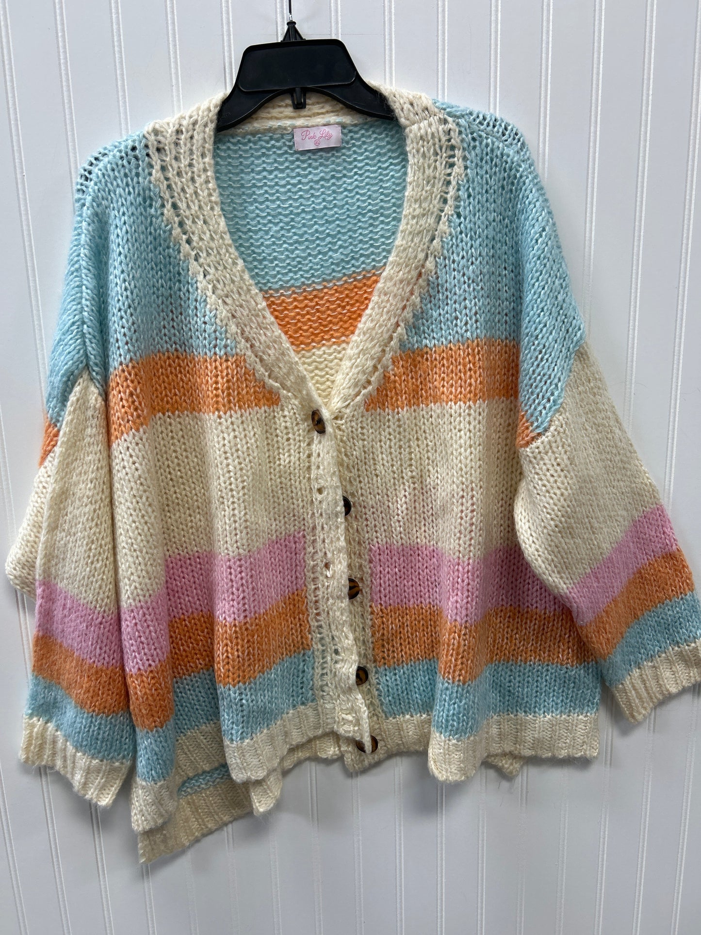 Sweater Cardigan By Pink Lily In Multi, Size:Xl
