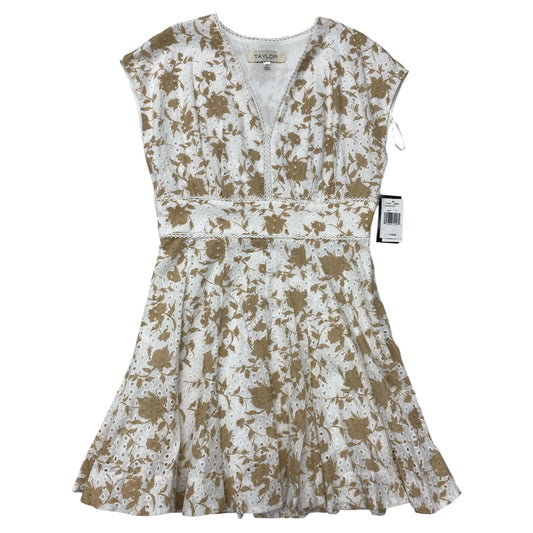 Dress Casual Midi By Taylor In Brown & White, Size:12