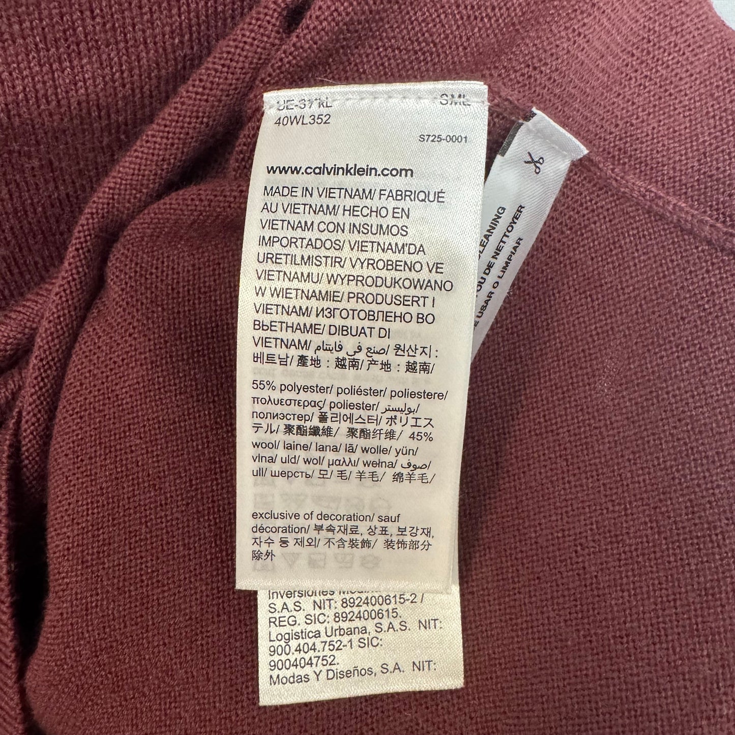 Wool Blend Vest Sweater By Calvin Klein In Maroon, Size: S