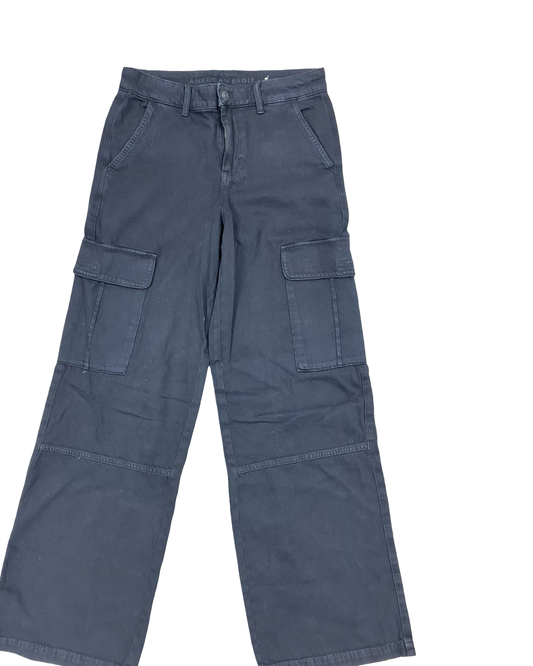 Jeans Wide Leg By American Eagle In Black Denim, Size:4