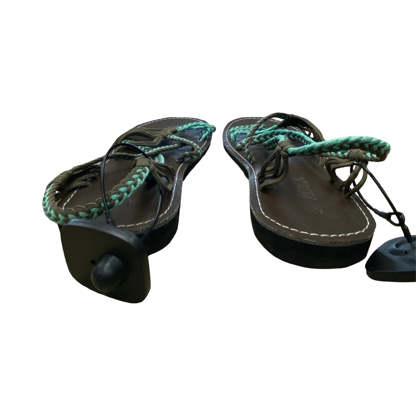 Sandals Flats By Plaka In Blue & Brown, Size:10