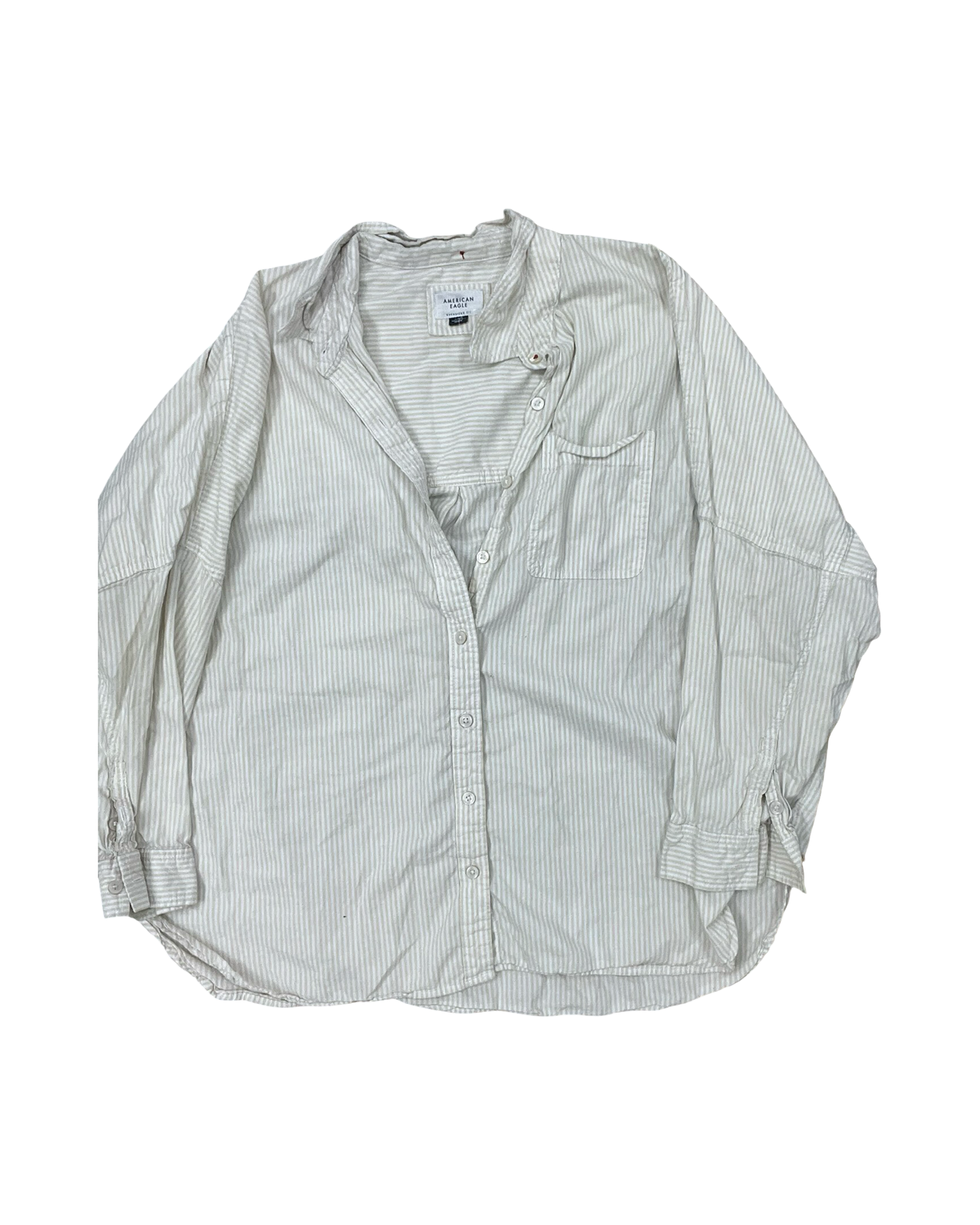 Blouse Ls By American Eagle In Cream & Tan, Size:L
