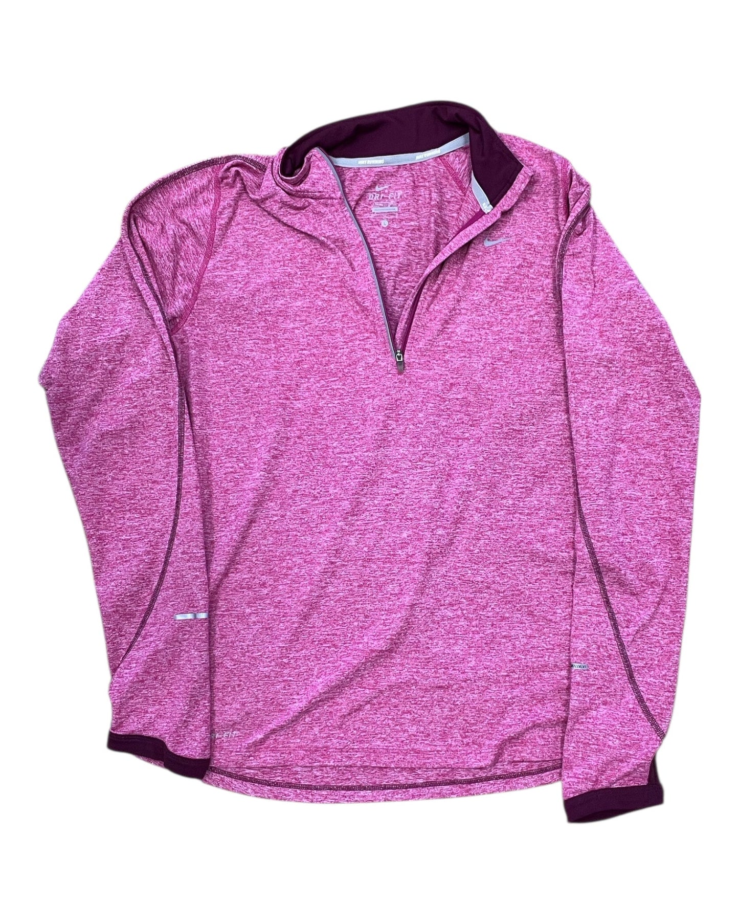 Athletic Top Ls Collar By Nike In Pink, Size:L