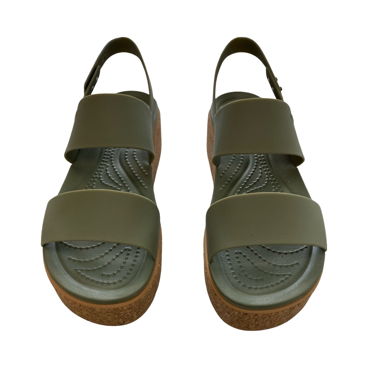 Sandals Heels Platform By Crocs In Green, Size:8