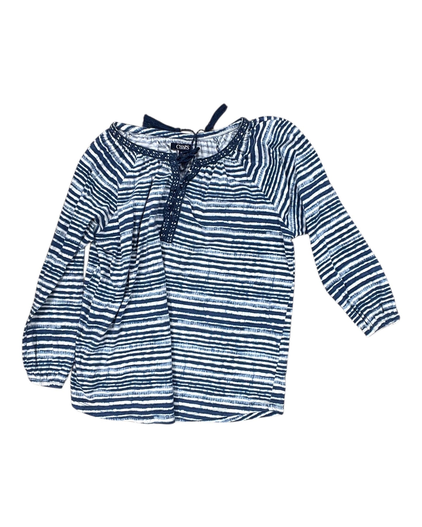 Top 3/4 Sleeve By Chaps In Blue, Size:Sp