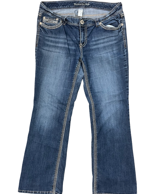 Jeans Boot Cut By Maurices In Blue Denim, Size:16