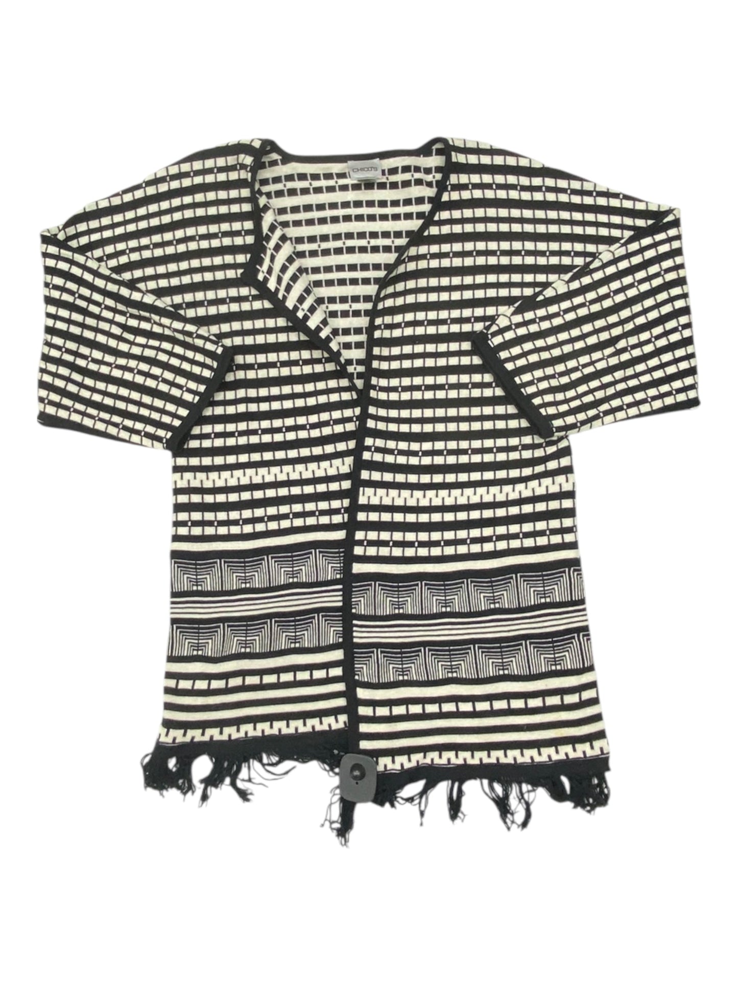Sweater Cardigan By Chicos In Black & White, Size:M