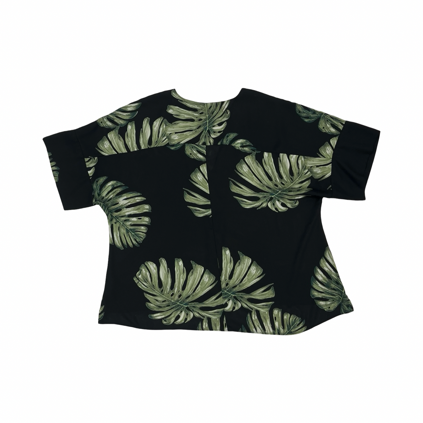 Blouse Ss By Worthington In Black & Green, Size:L