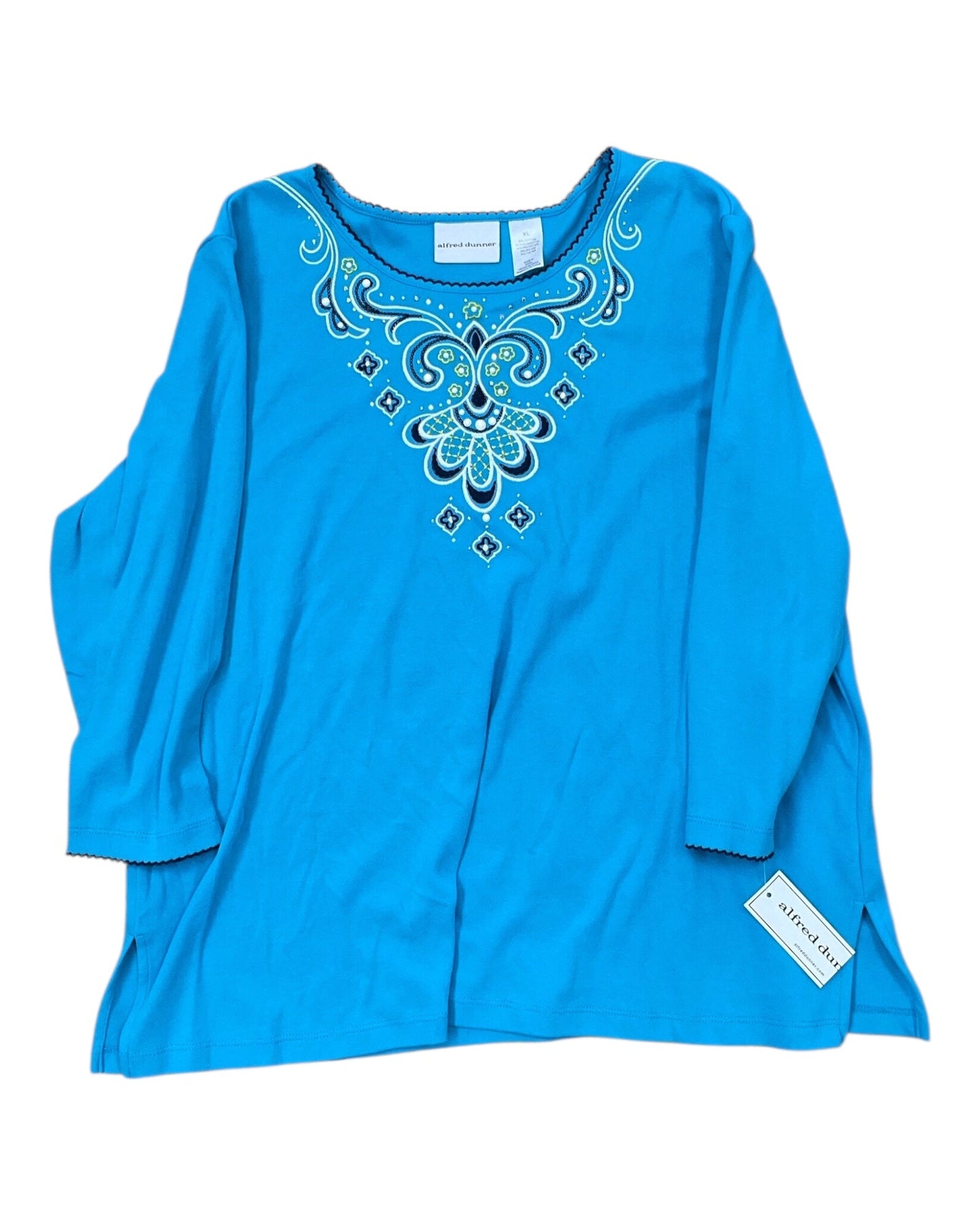 Top 3/4 Sleeve By Alfred Dunner In Blue, Size:Xl