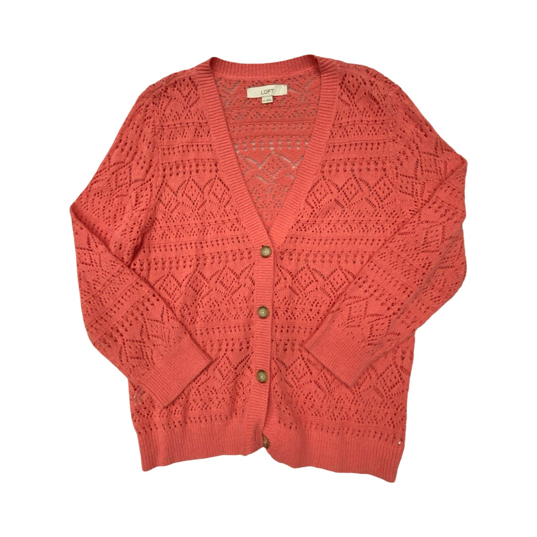 Sweater Cardigan By Loft In Pink, Size:Xl