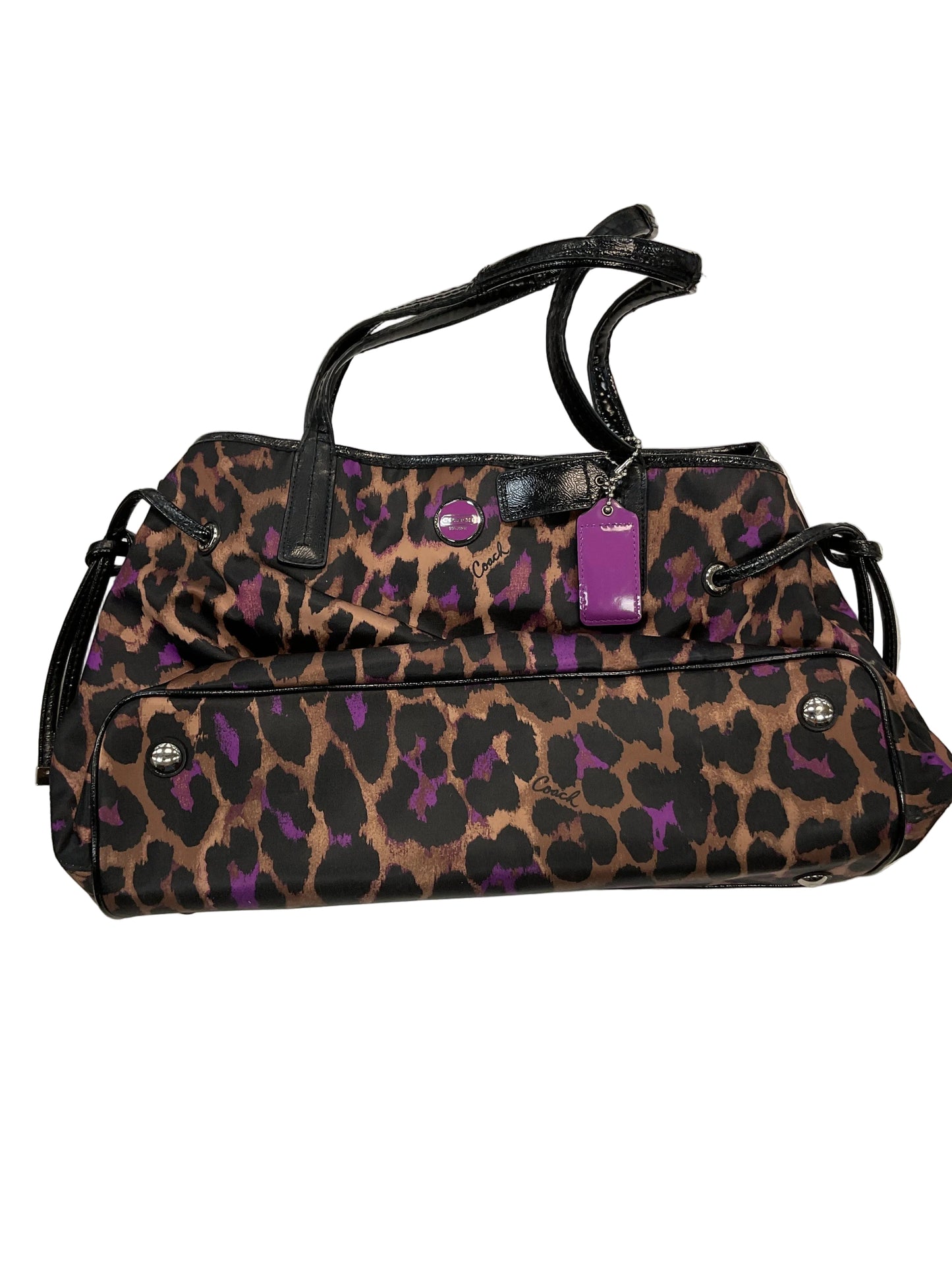 Handbag Designer By Coach In Animal Print, Size:Medium
