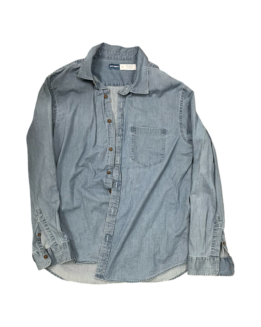 Blouse Ls By Old Navy In Blue Denim, Size:Xl