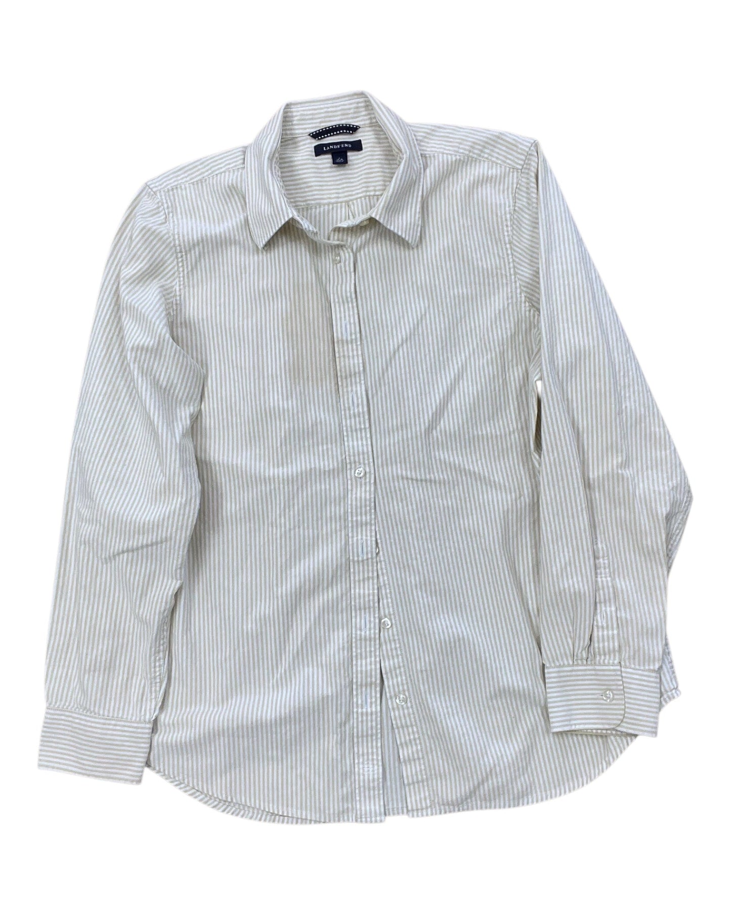 Blouse Ls By Lands End In Gold & White, Size:L
