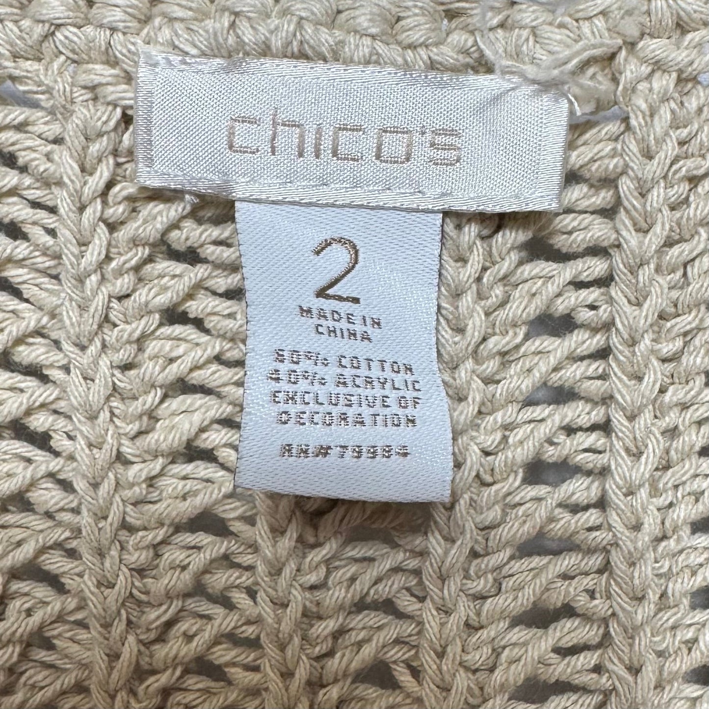 Sweater Cardigan By Chicos In Cream, Size: 12