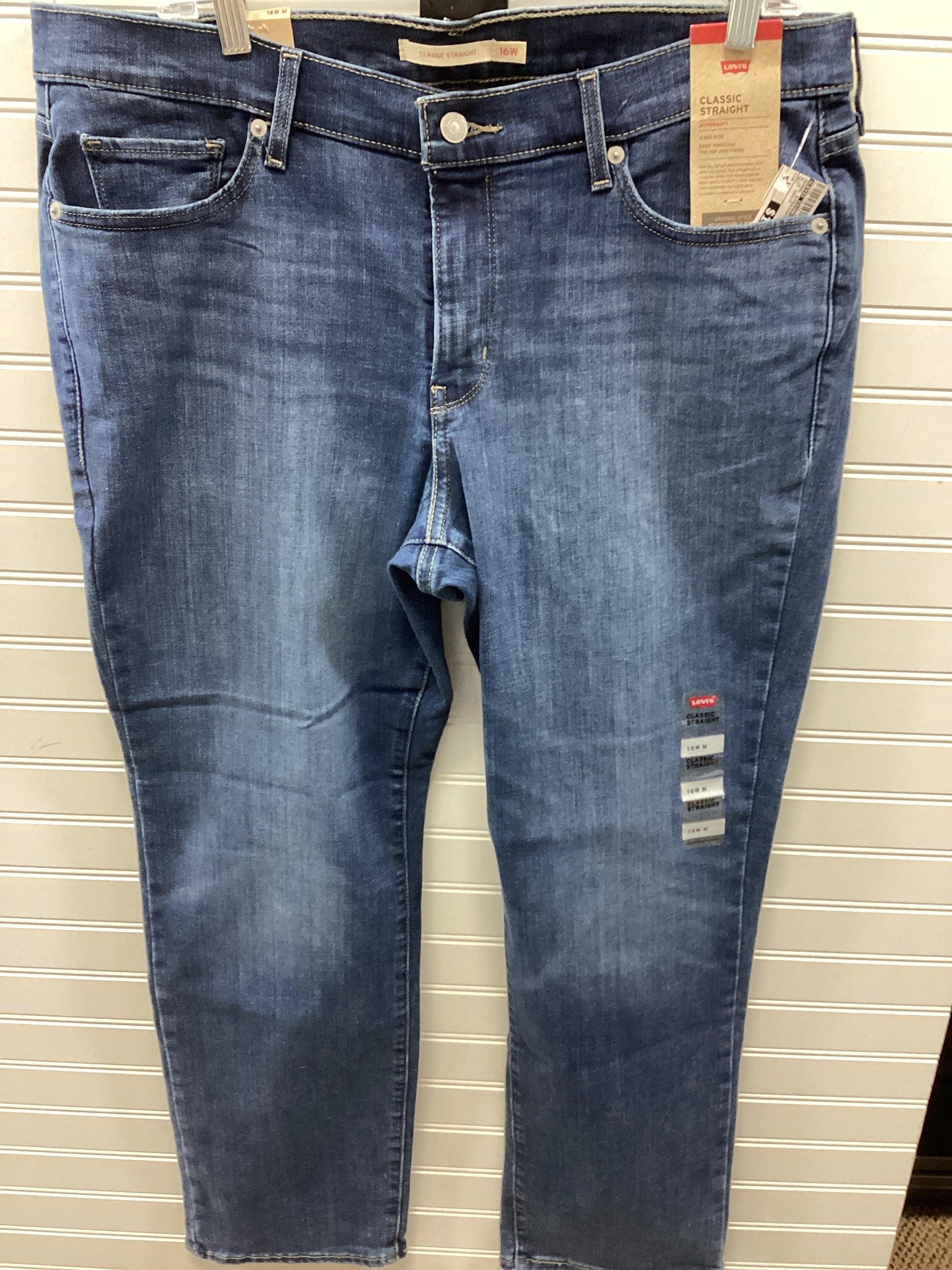 Jeans Straight By Levis Signature In Blue Denim, Size:16