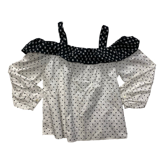 Top 3/4 Sleeve By Loft In Black & White, Size:Mp
