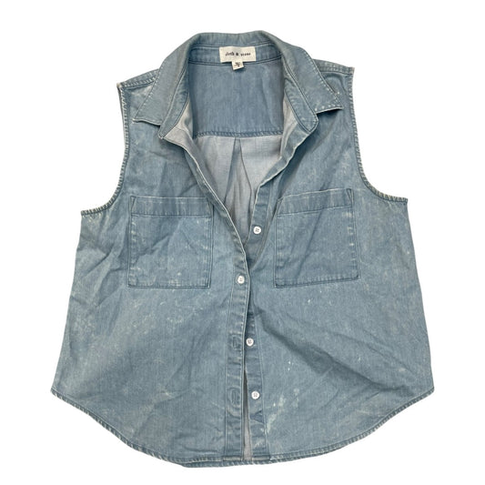 Top Sleeveless By Cloth & Stone In Blue Denim, Size:S