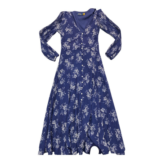 Dress Casual Maxi By Polo Ralph Lauren In Blue & White, Size:8