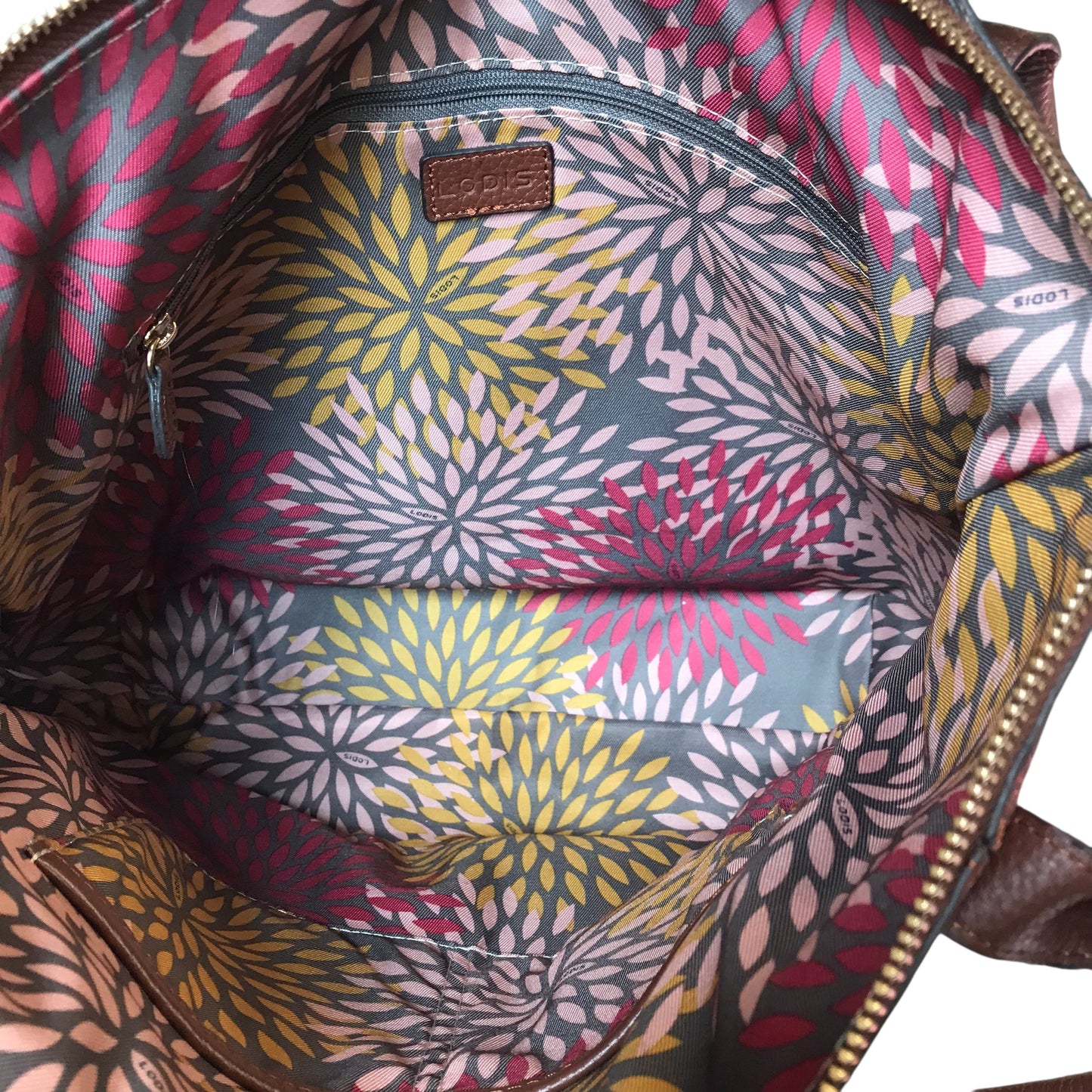 Handbag Leather By Lodis In Brown, Size:Large