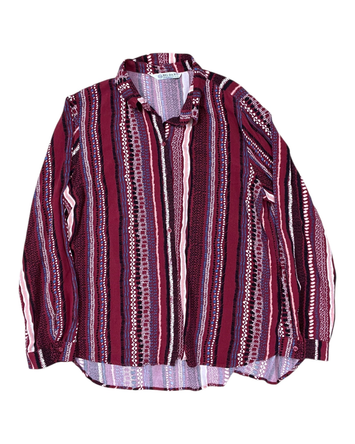 Blouse Ls By Clothes Mentor In Red & White, Size:L