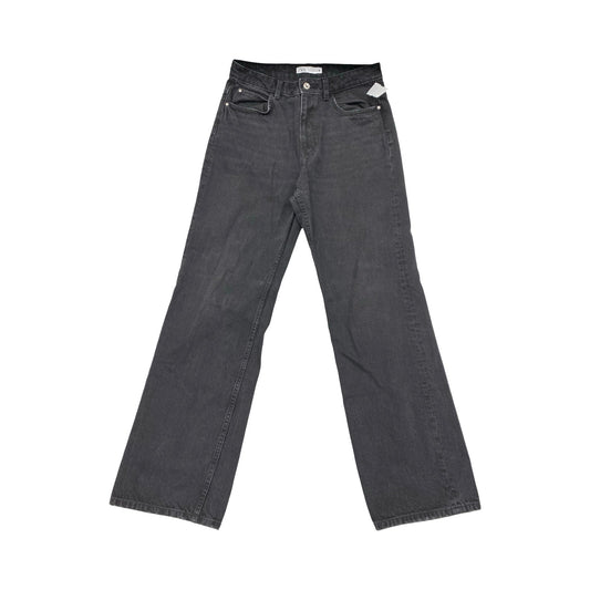 Jeans Wide Leg By Zara In Black Denim, Size:8