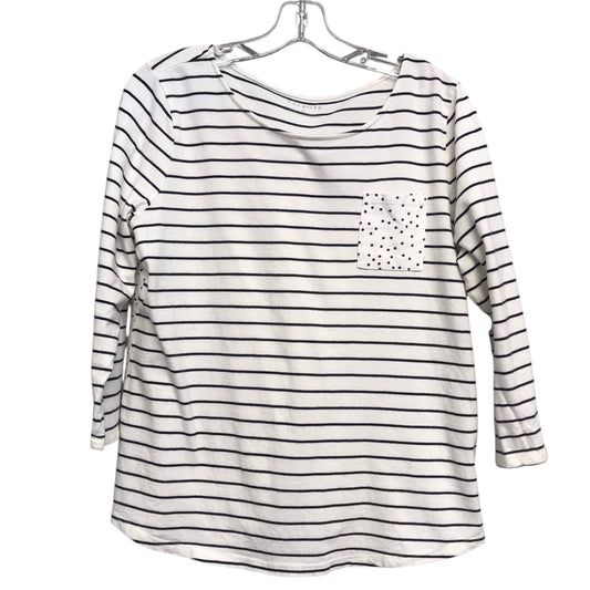 Top 3/4 Sleeve By Talbots In Striped Pattern, Size:M