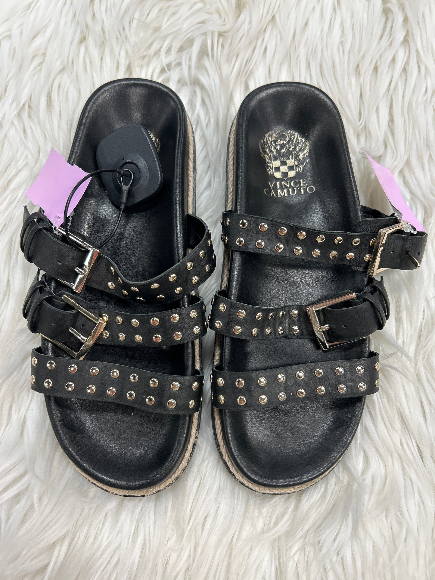 Sandals Flats By Vince Camuto In Black, Size:7.5