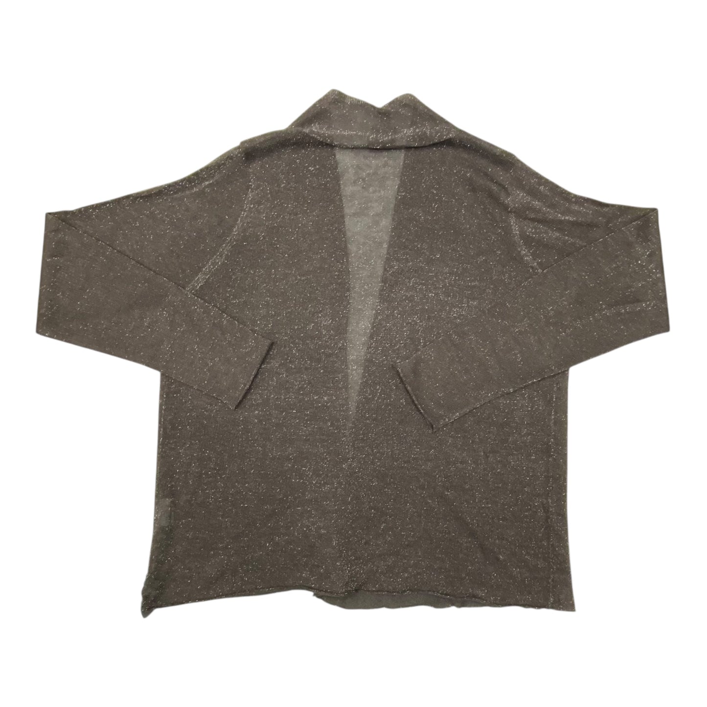 Sweater Cardigan Designer By Eileen Fisher In Brown & Silver, Size:M