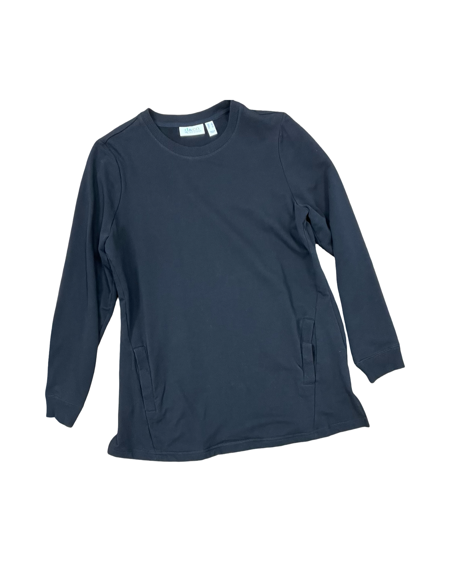 Sweatshirt Crewneck By Denim And Company In Black, Size:S