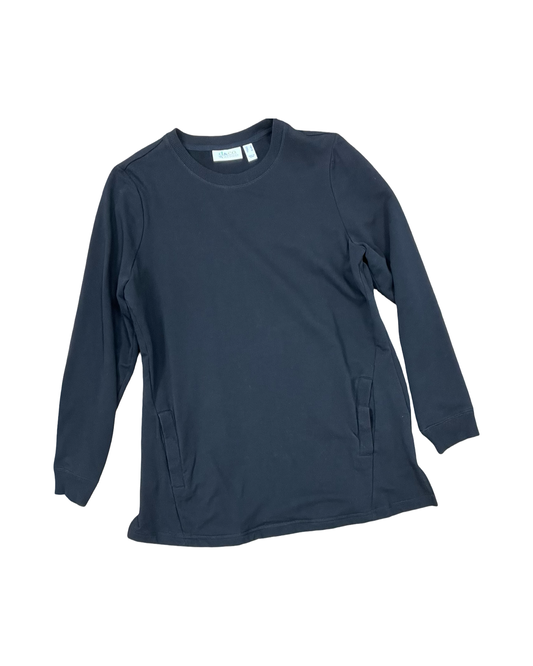 Sweatshirt Crewneck By Denim And Company In Black, Size:S