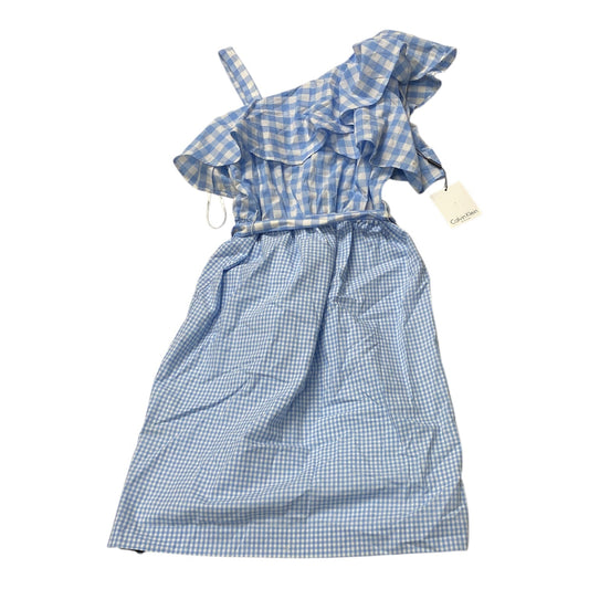 Dress Casual Midi By Calvin Klein In Blue & White, Size:S
