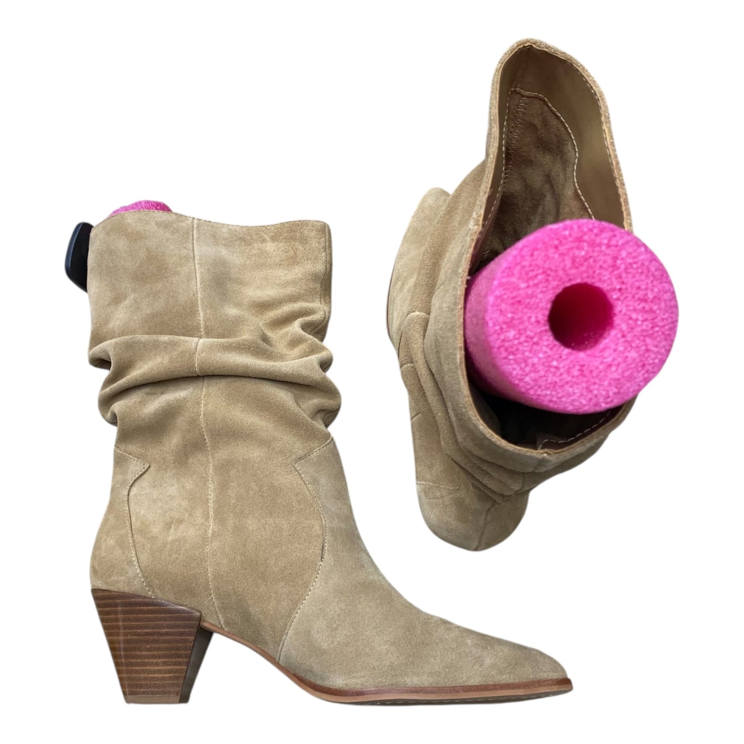 Boots Mid-Calf Heels By Vince Camuto In Beige, Size:11