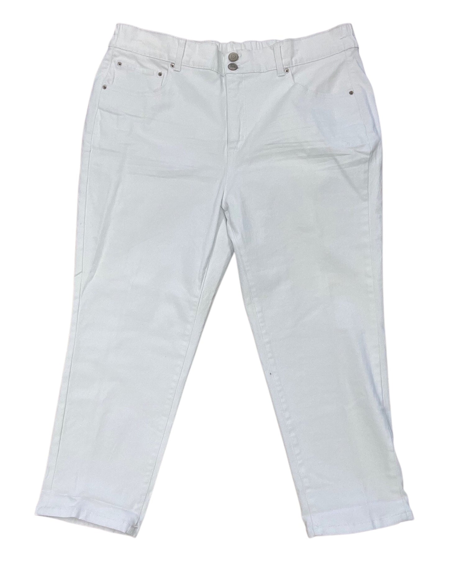 Jeans Straight By Terra & Sky In White Denim, Size:18
