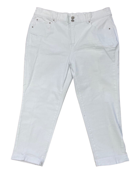 Jeans Straight By Terra & Sky In White Denim, Size:18