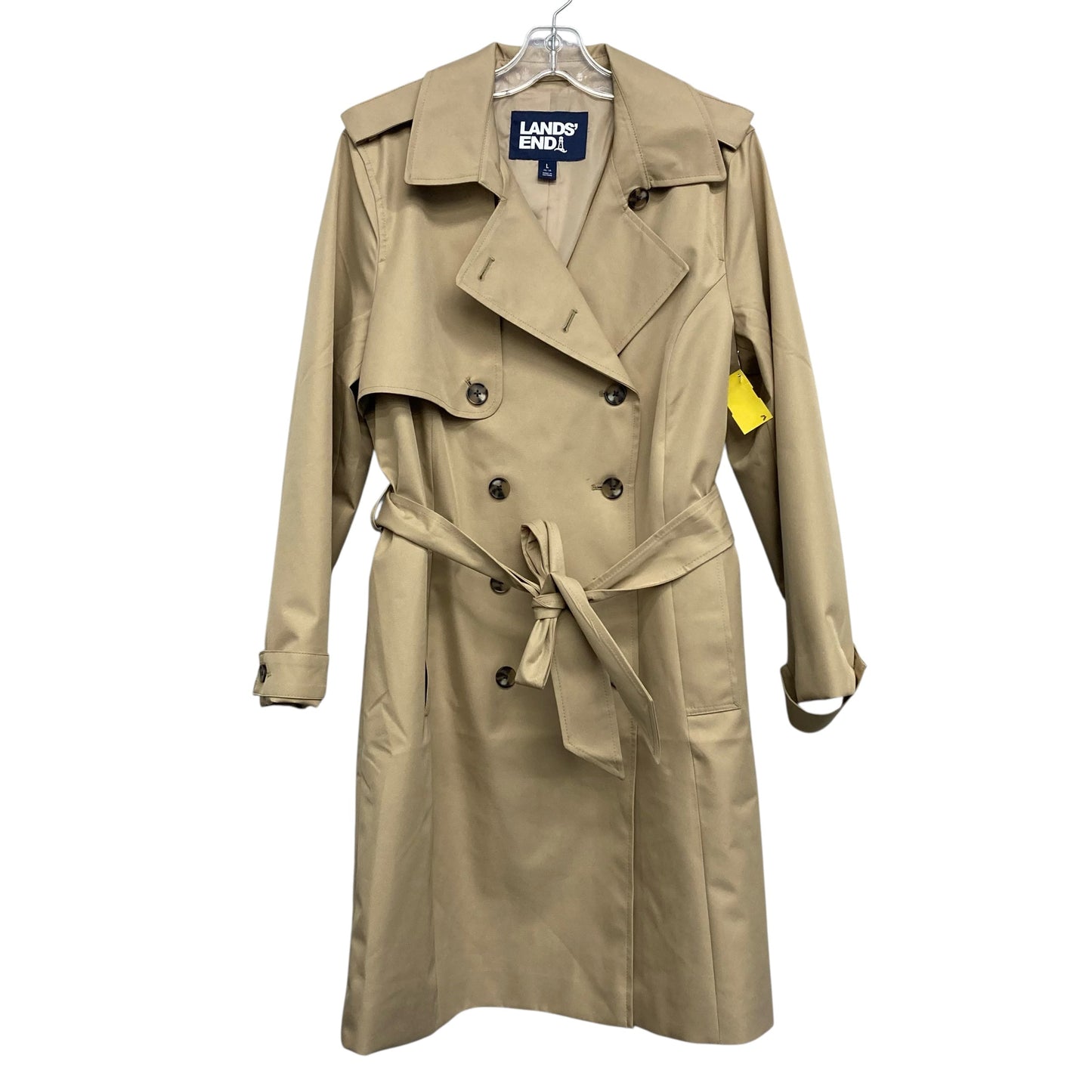 Coat Trench Coat By Lands End In Tan, Size:L
