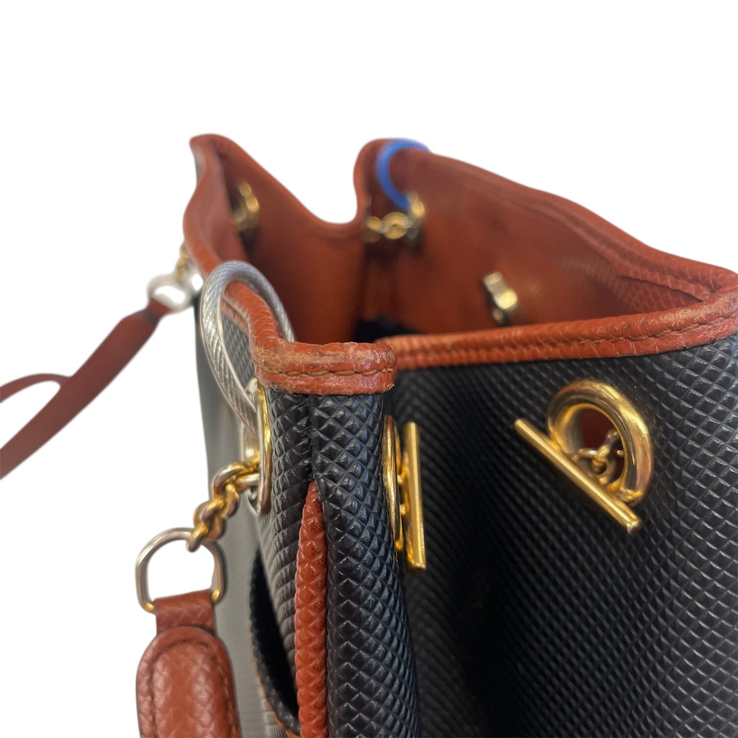 Handbag Luxury Designer By Bottega Veneta In Black & Brown, Size:Small