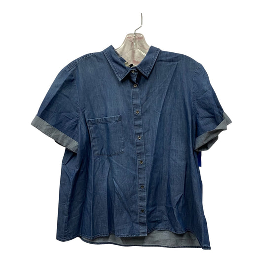 Top Ss By Calvin Klein In Blue Denim, Size:Xl