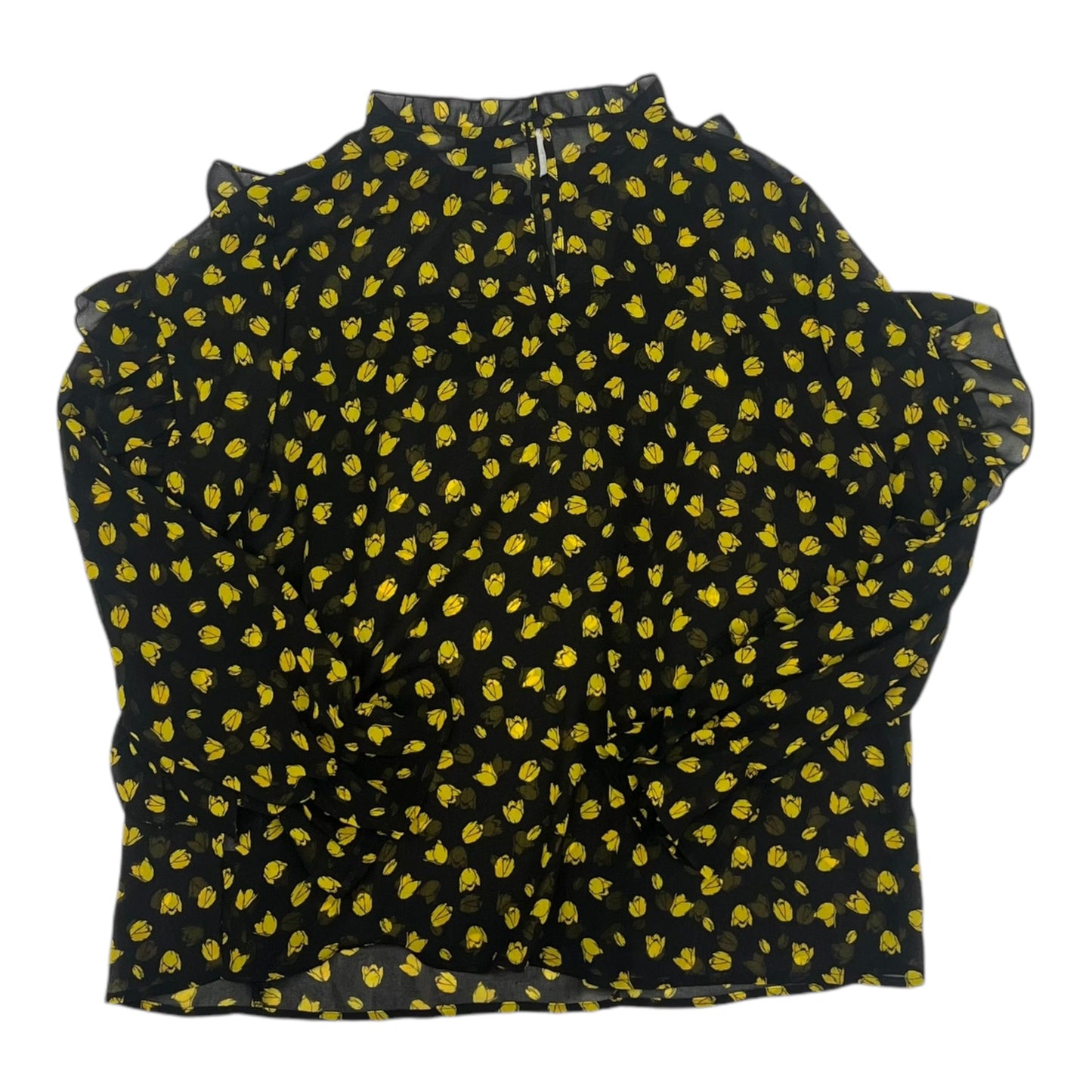 Blouse Ls By Who What Wear In Black & Yellow, Size:Xl