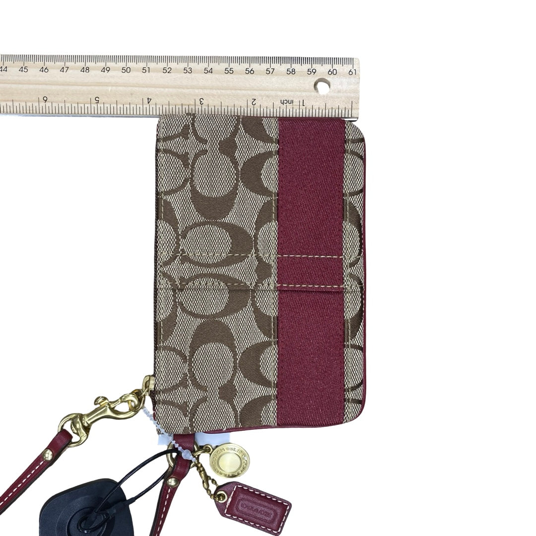 Wristlet Designer By Coach In Brown & Red, Size:Small