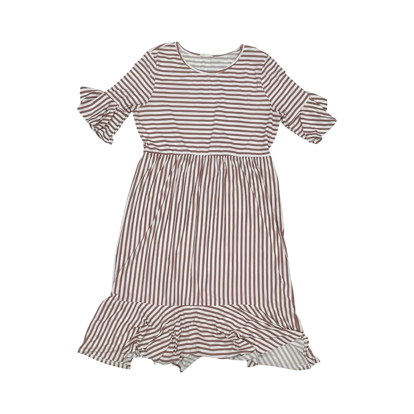 Dress Casual Midi By Reborn J In Red & White, Size:2X