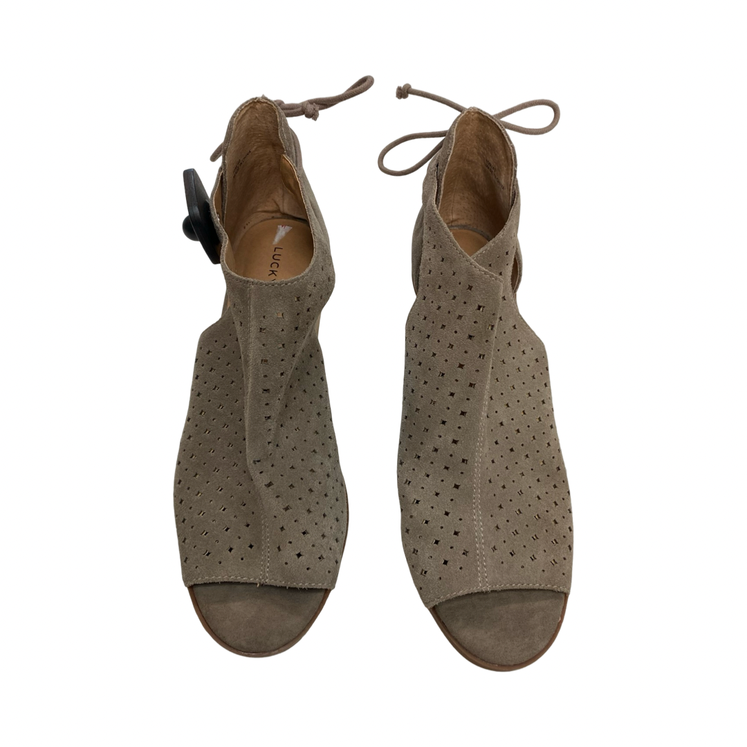 Sandals Heels Block By Lucky Brand In Brown, Size:10