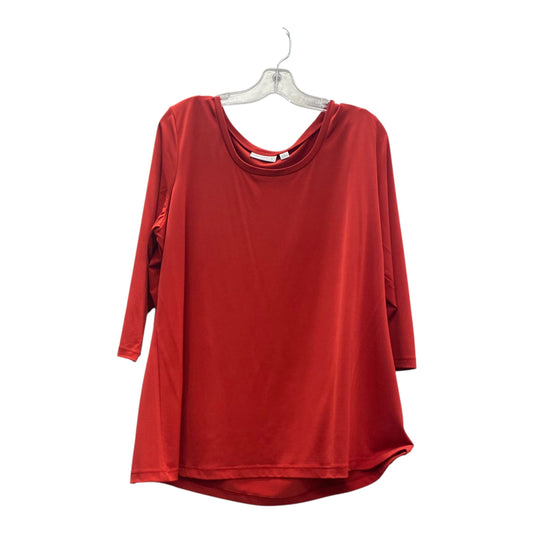 Top 3/4 Sleeve By Susan Graver In Red, Size:1X
