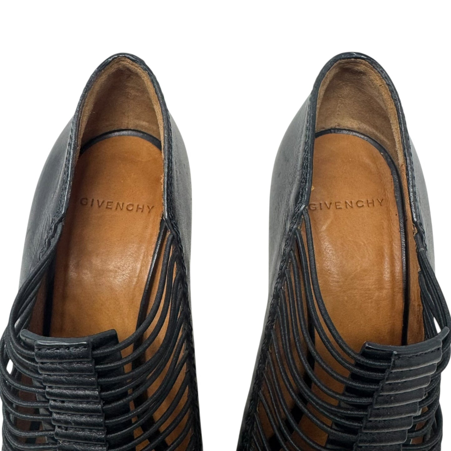 Spazz Peep Toe Heeled Booties Shoes Luxury Designer By Givenchy In Black, Size: 8.5