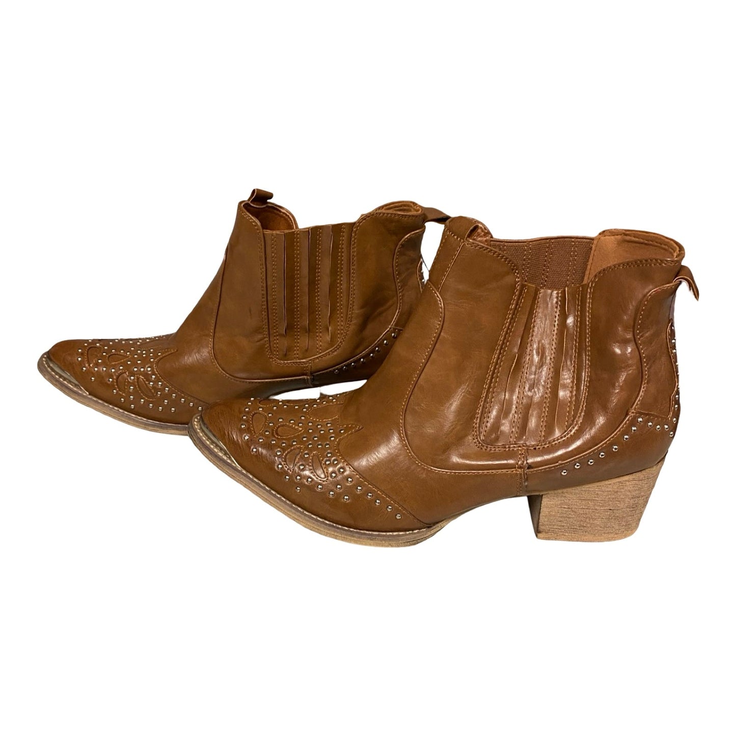 Boots Ankle Heels By Cmc In Brown, Size:10