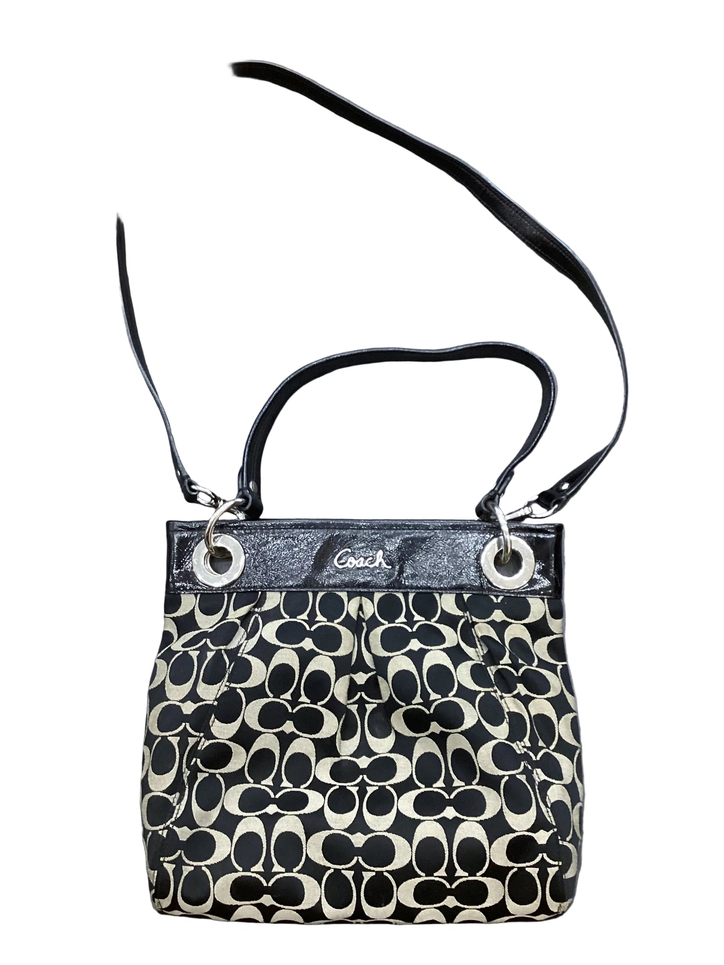 Handbag Designer By Coach In Black & Tan, Size:Medium