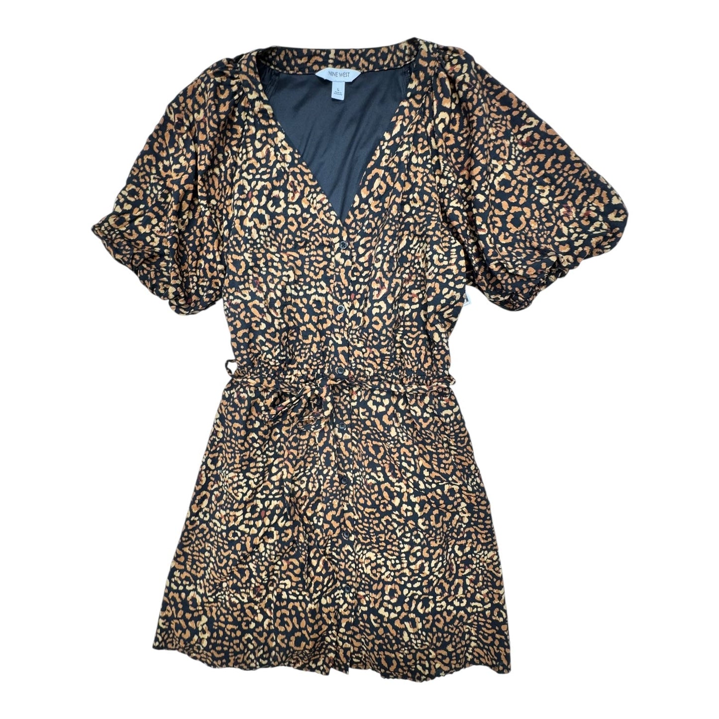 Dress Casual Midi By Nine West In Black & Brown, Size:L