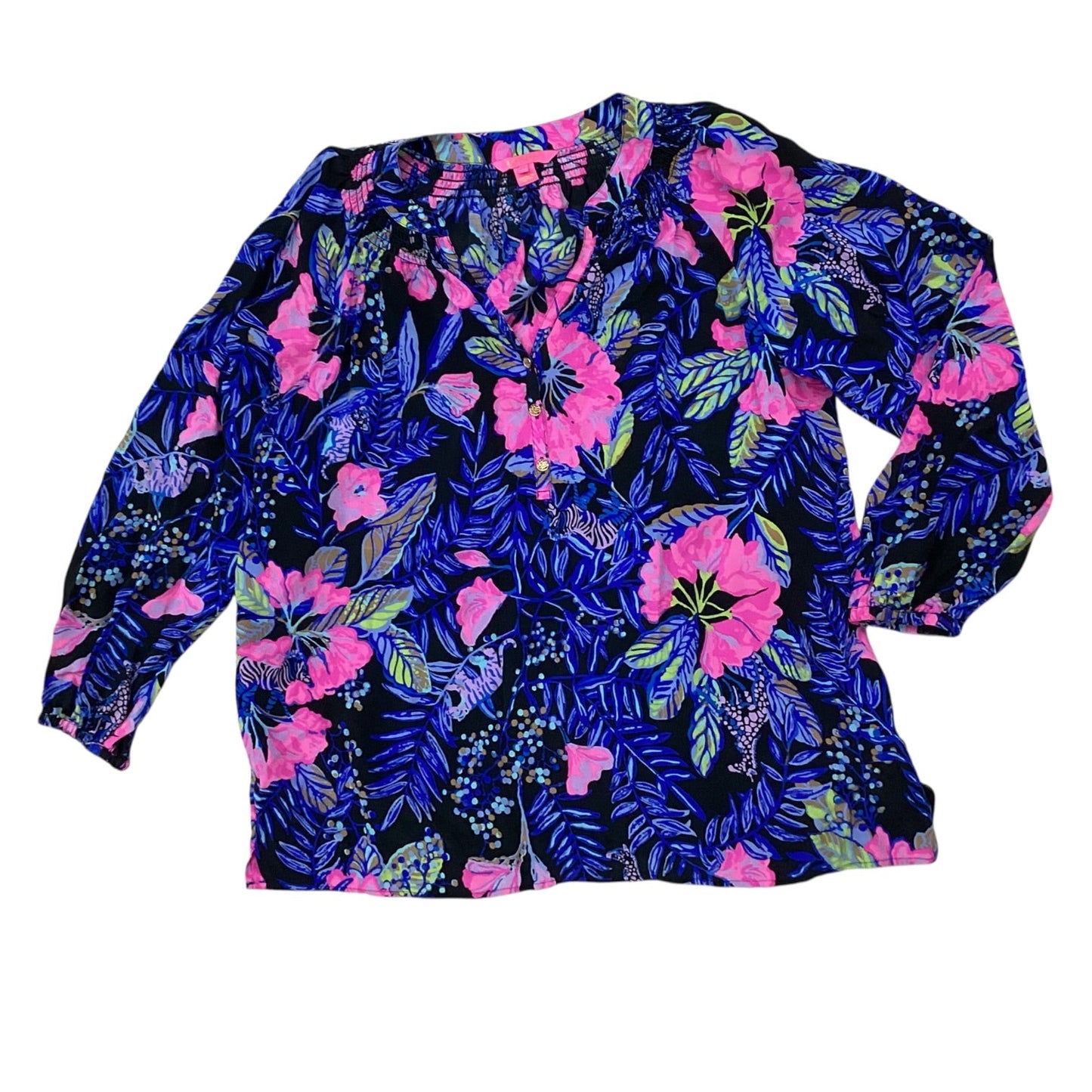 Top Ls Designer By Lilly Pulitzer In Black & Blue, Size:Xxl